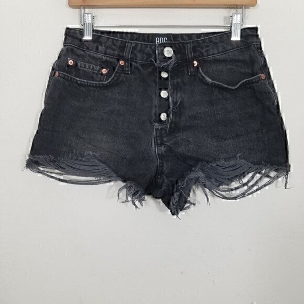 BDG Summer Cut Off Button Fly Jean Shorts Black Size 27